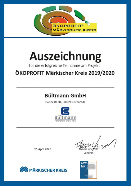Awards conferred to Bültmann - Bültmann GmbH